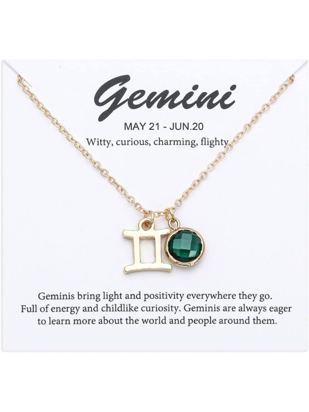 14k Gold Plated Zodiac Birthstone Crystal Pendant Necklace - Horoscope Charm